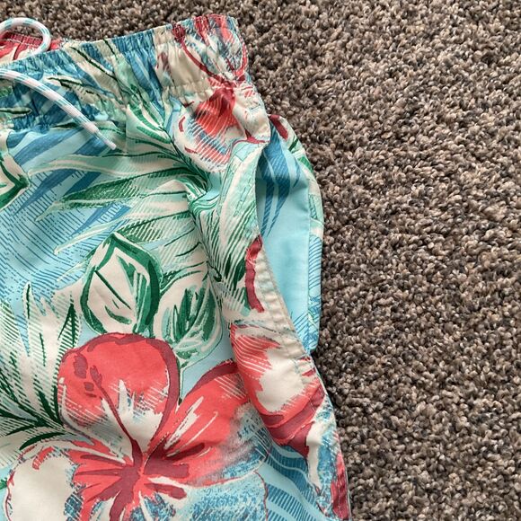 St. John’s Bay Men’s Hawaiian Blue/green Floral Swim Trunk/Board Shorts Size M - Picture 8 of 8
